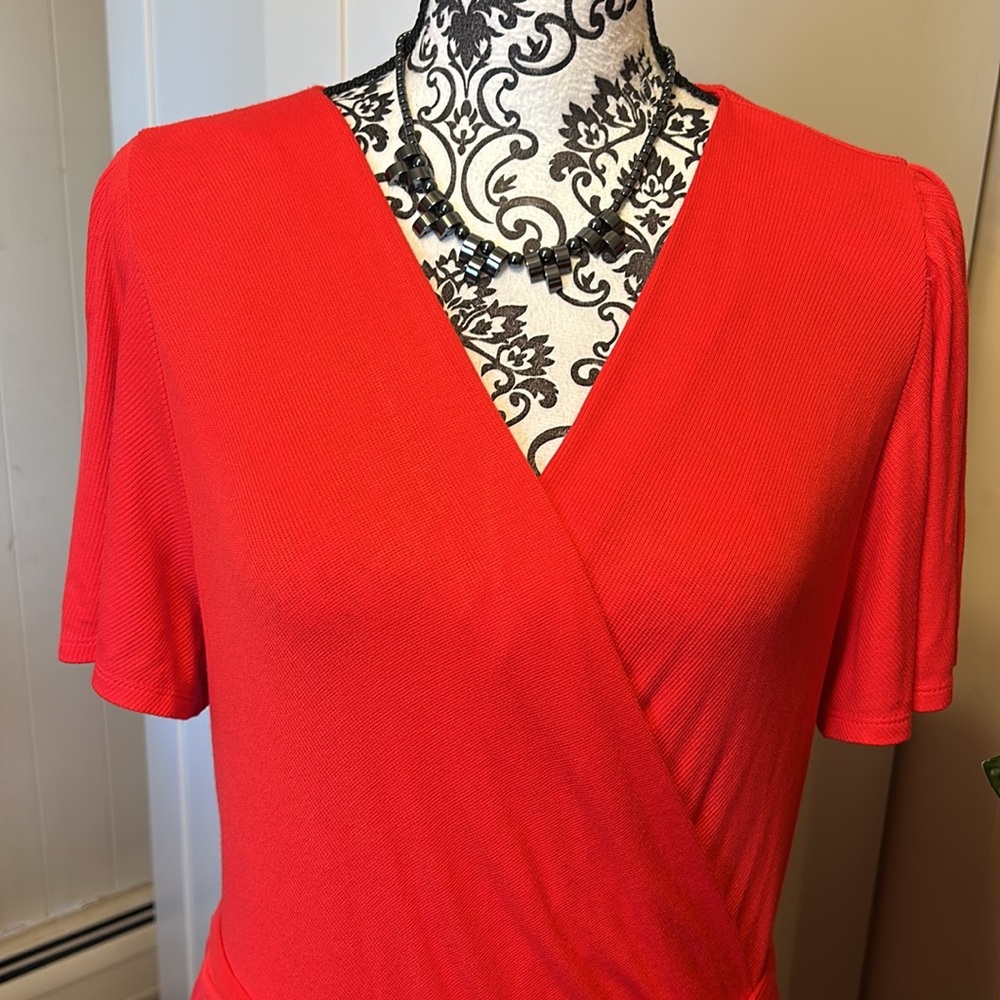 New with Tags Lane Bryant Red Ruffle Sleeve Tiered Wrap Dress Size 22 - Picture 3 of 11